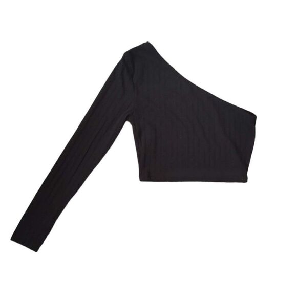 Shein One Shoulder Black Crop Top XS - Picture 3 of 3